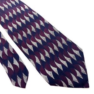 Ferrell Reed Silk Tie Red Blue Geometric‎ England Wide